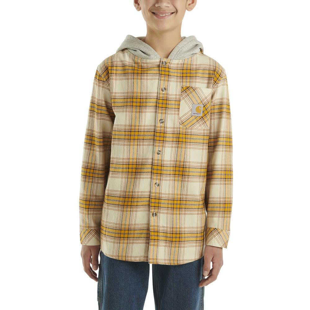 Carhartt Boys' Long-Sleeve ButtonFront Hooded Flannel Shirt